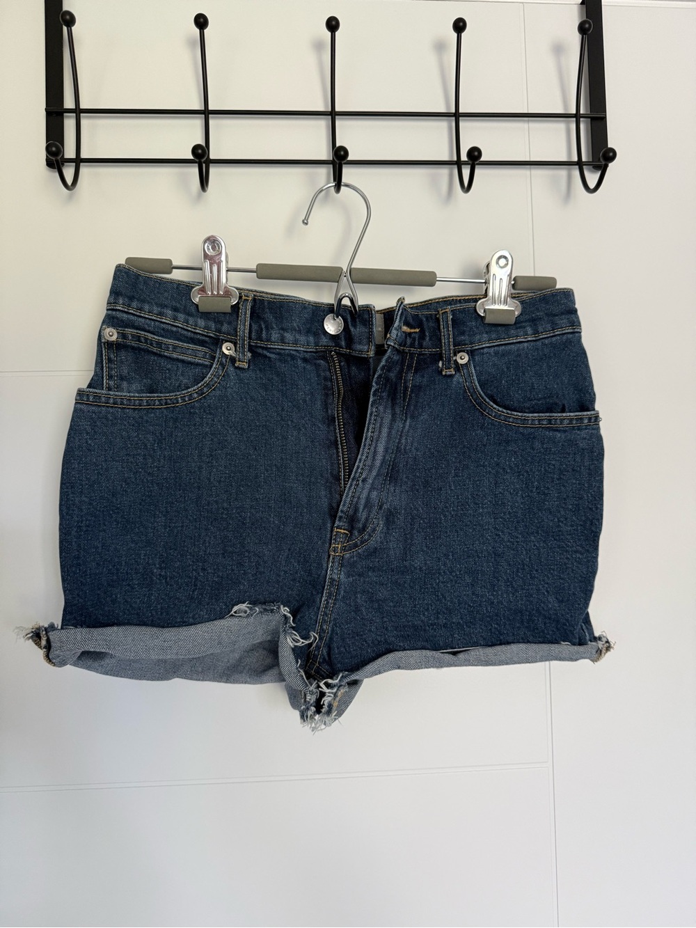 Everlane Way-High Dark Denim Shorts